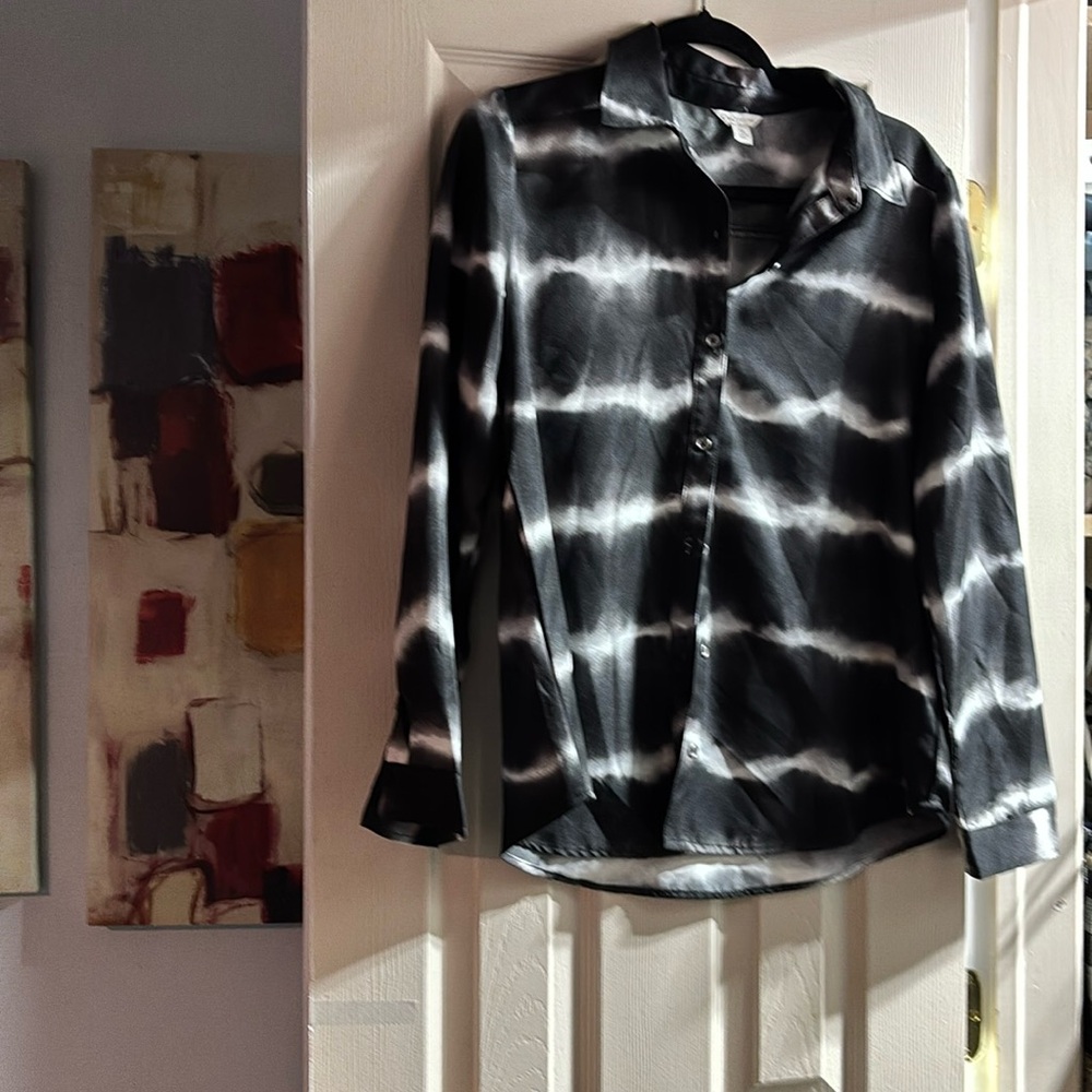 Cato Black and White Lightweight Tie-Dye Jacket